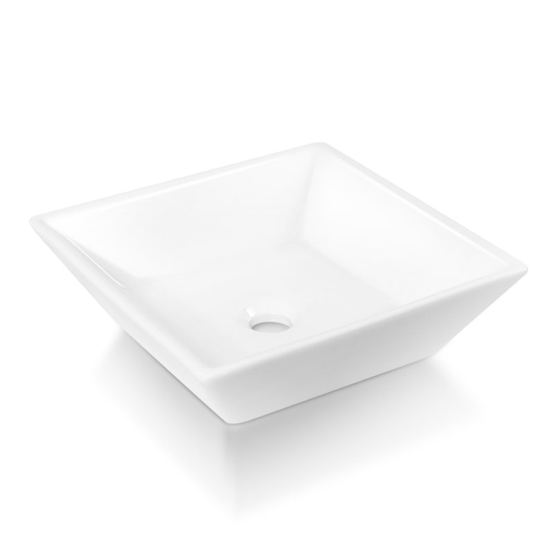 Sinber 16" x 16" x 4.92" White Square Ceramic Countertop Bathroom
